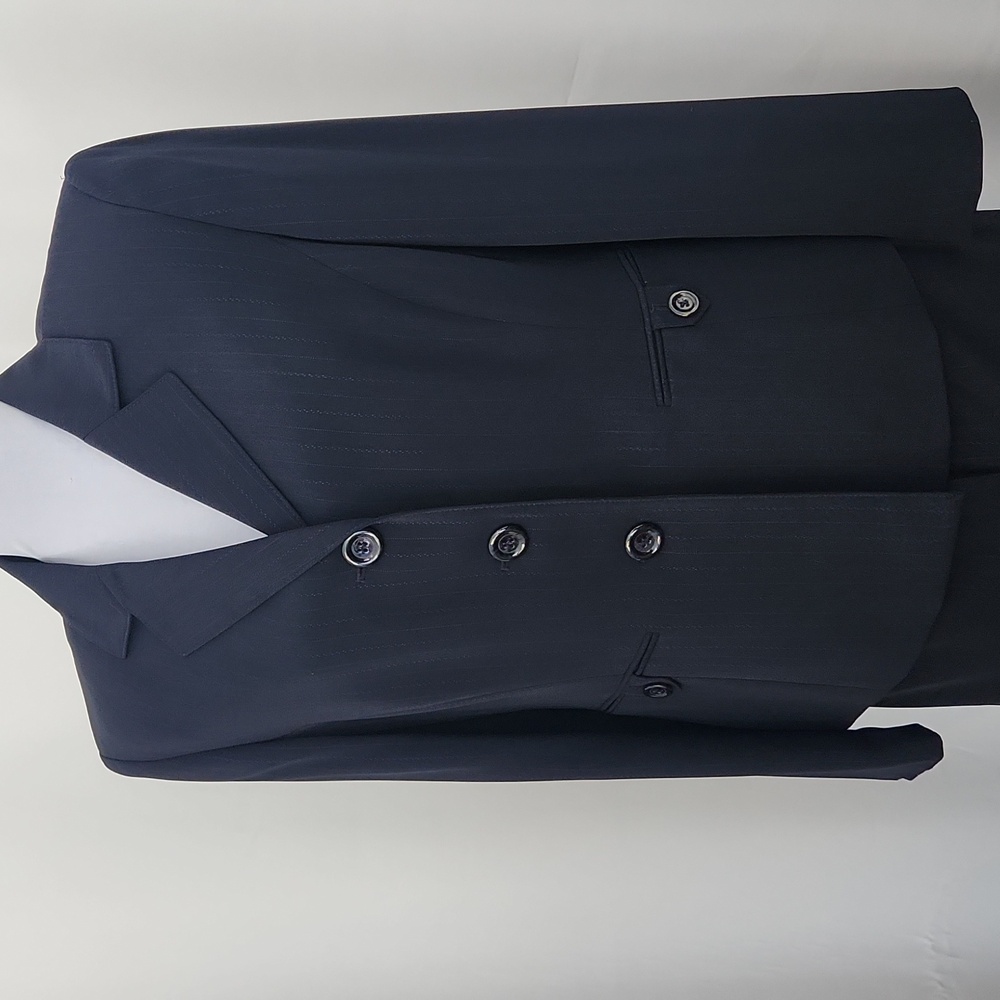Kasper Petite 10P Navy Pinstripe Pant Suit Blazer & Trousers Career Professional - Picture 4 of 11